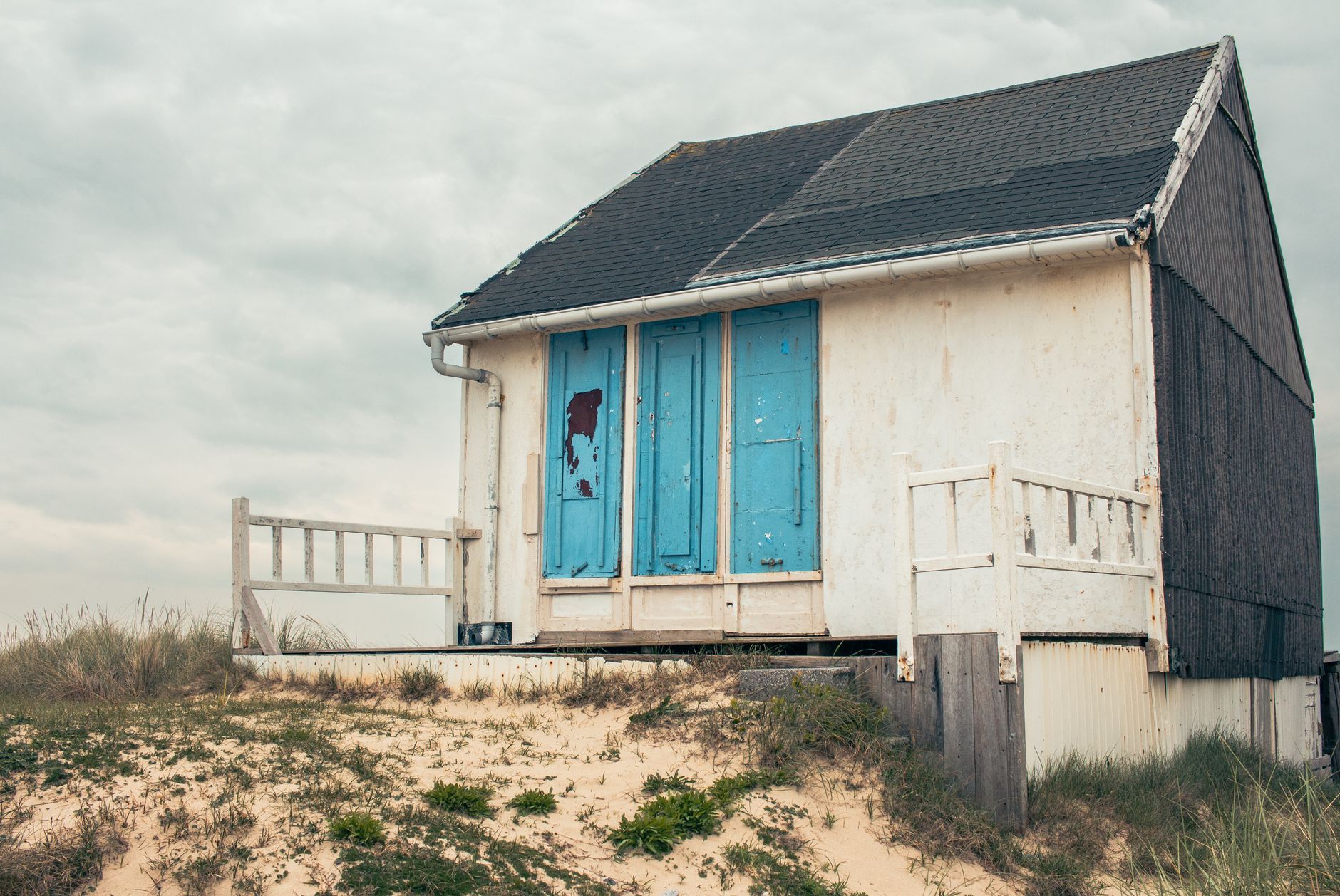 Weathered beach cottage on the dunes