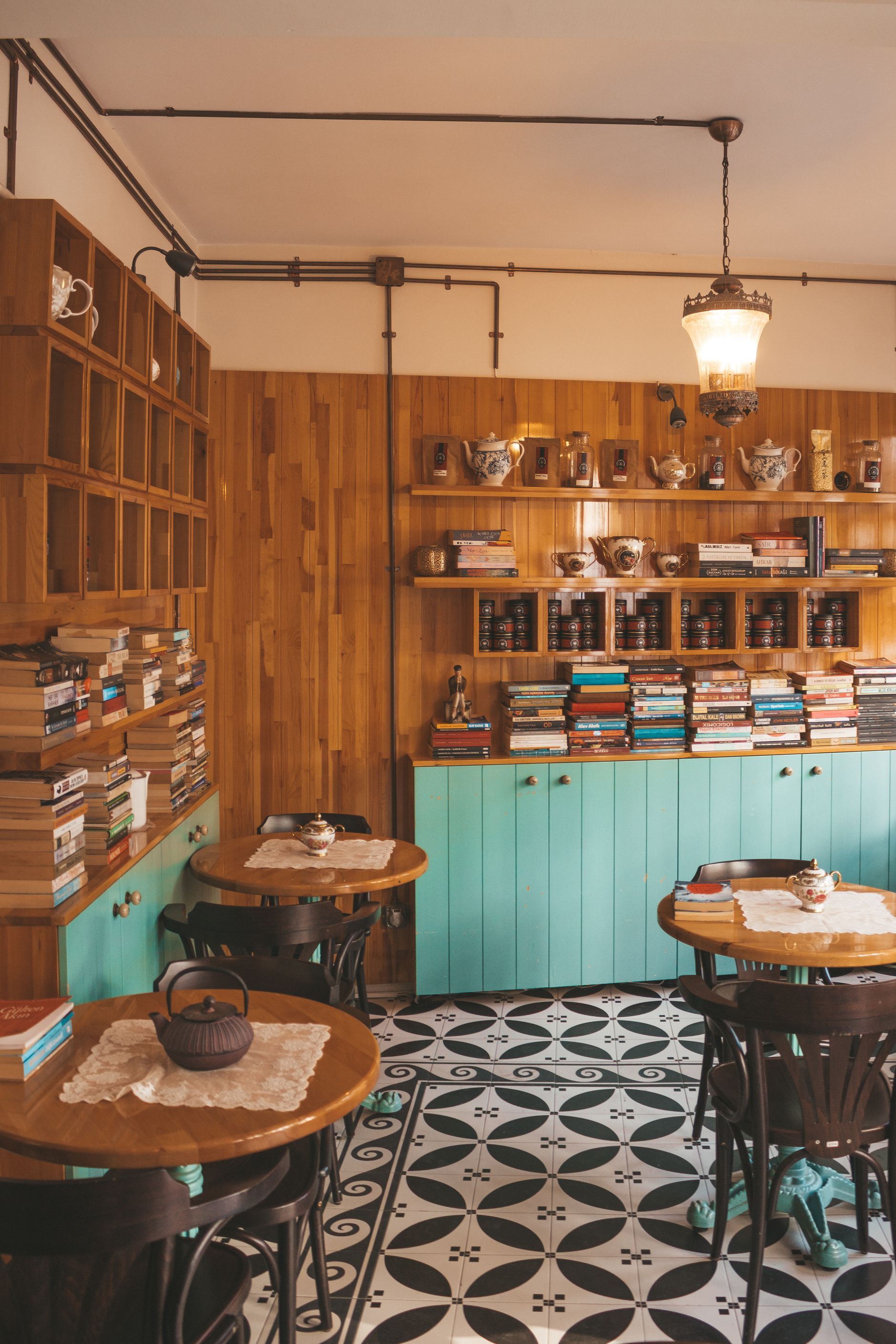 Cozy café corner with books