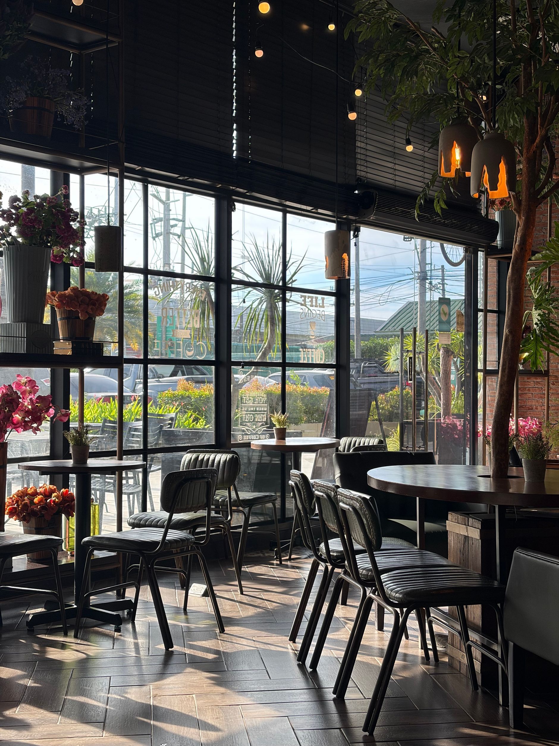 Dining room with big windows