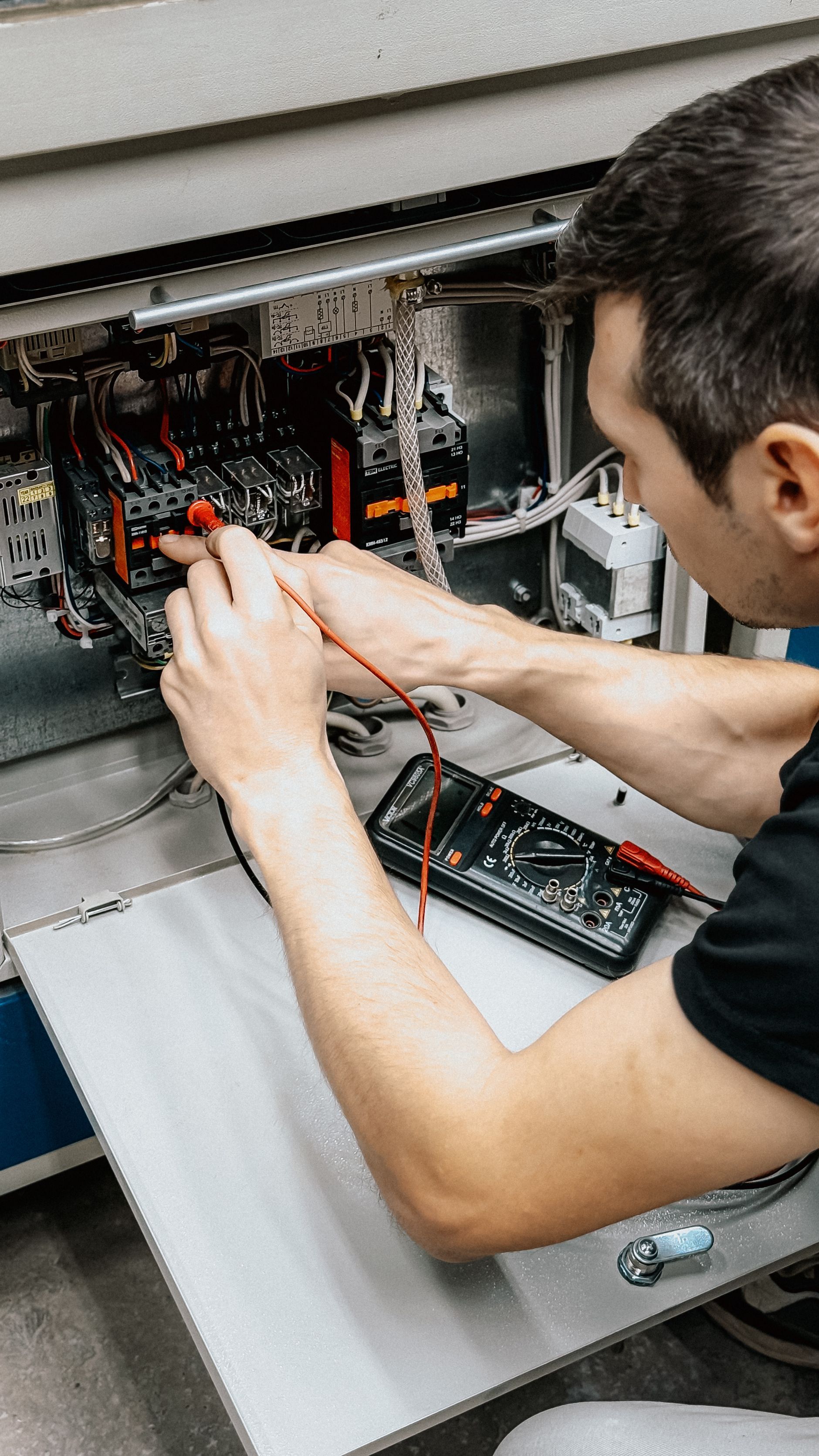 Testing a panel with a multimeter