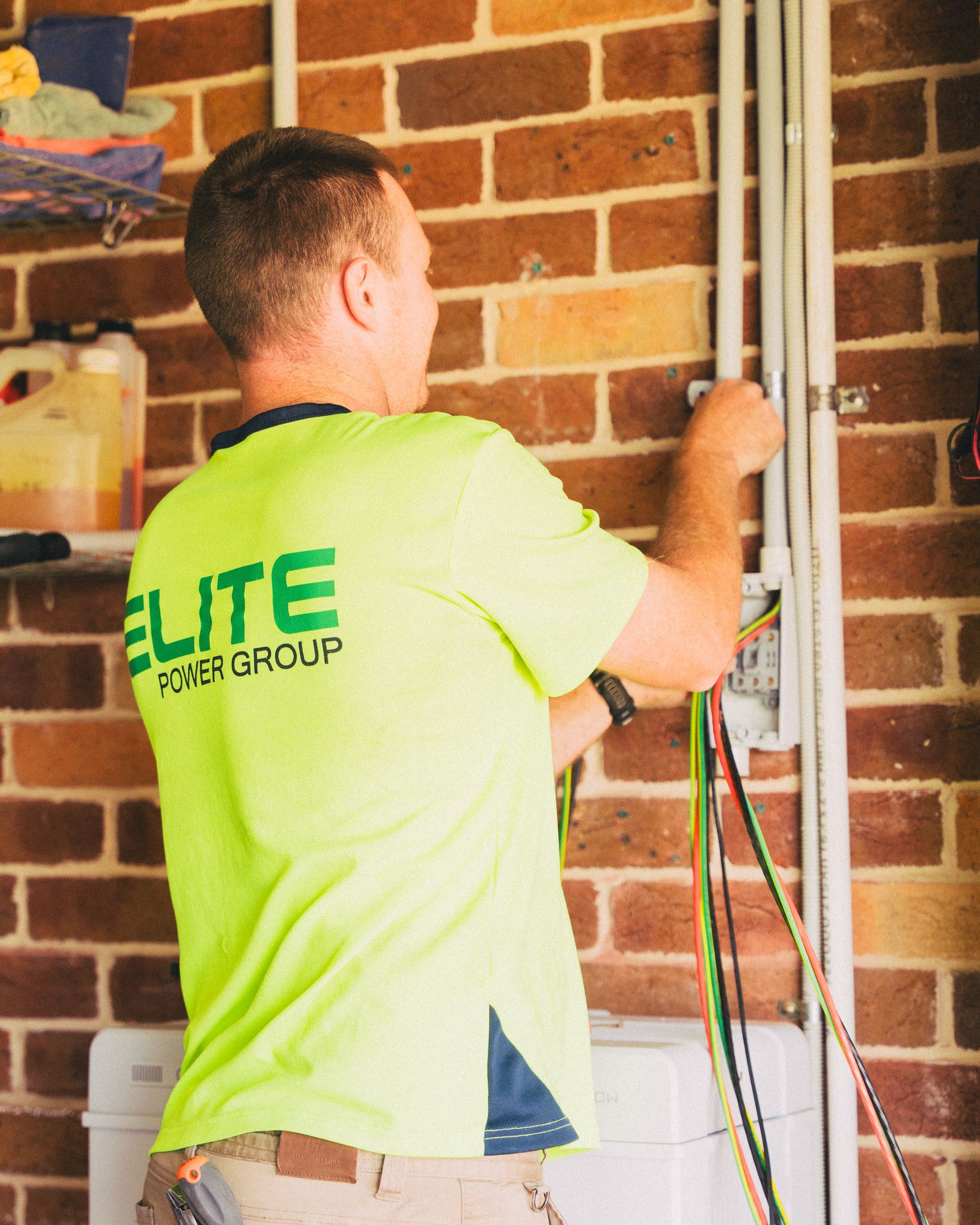 Electrician running new cabling