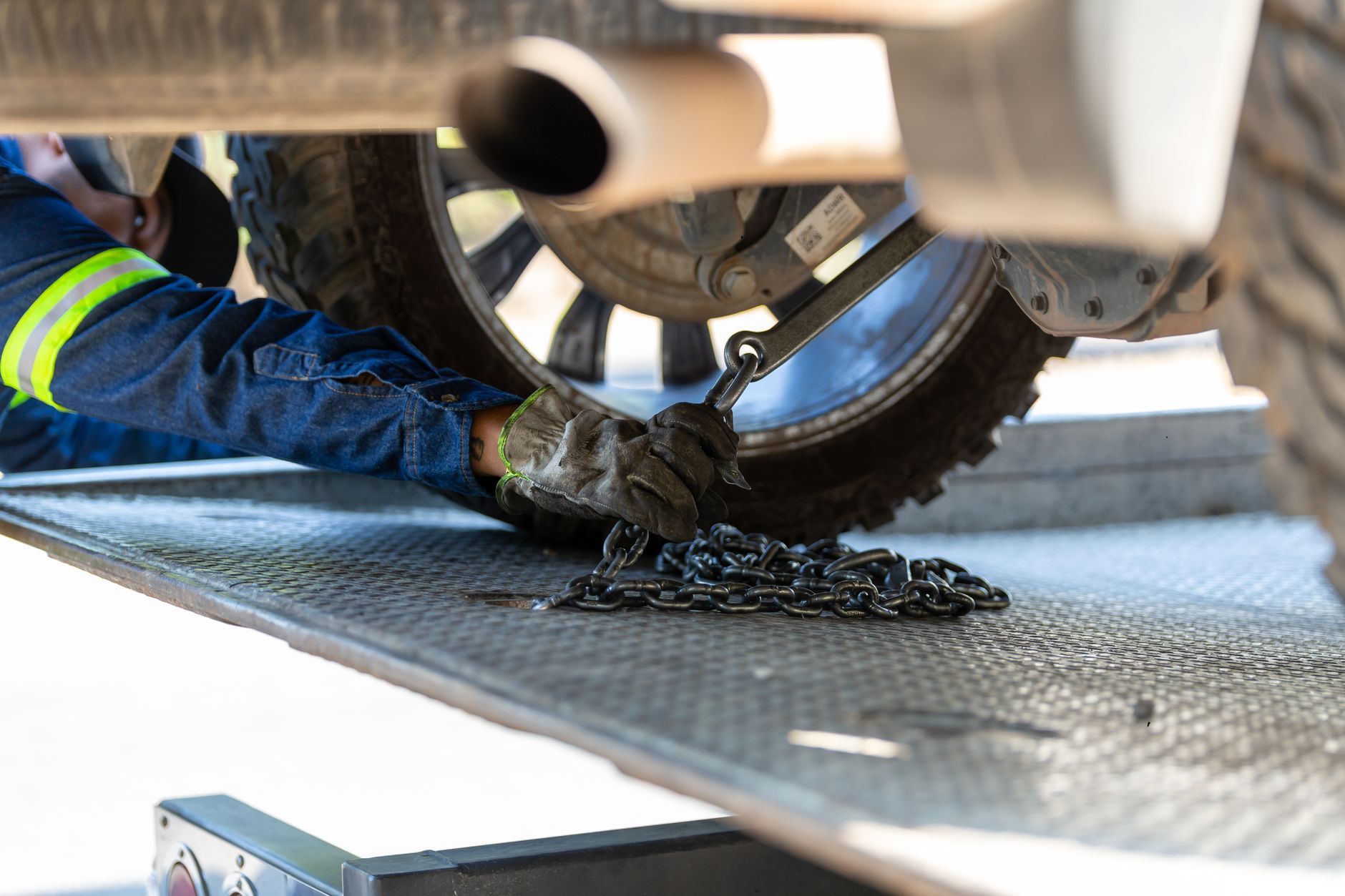 Securing a vehicle with a chain