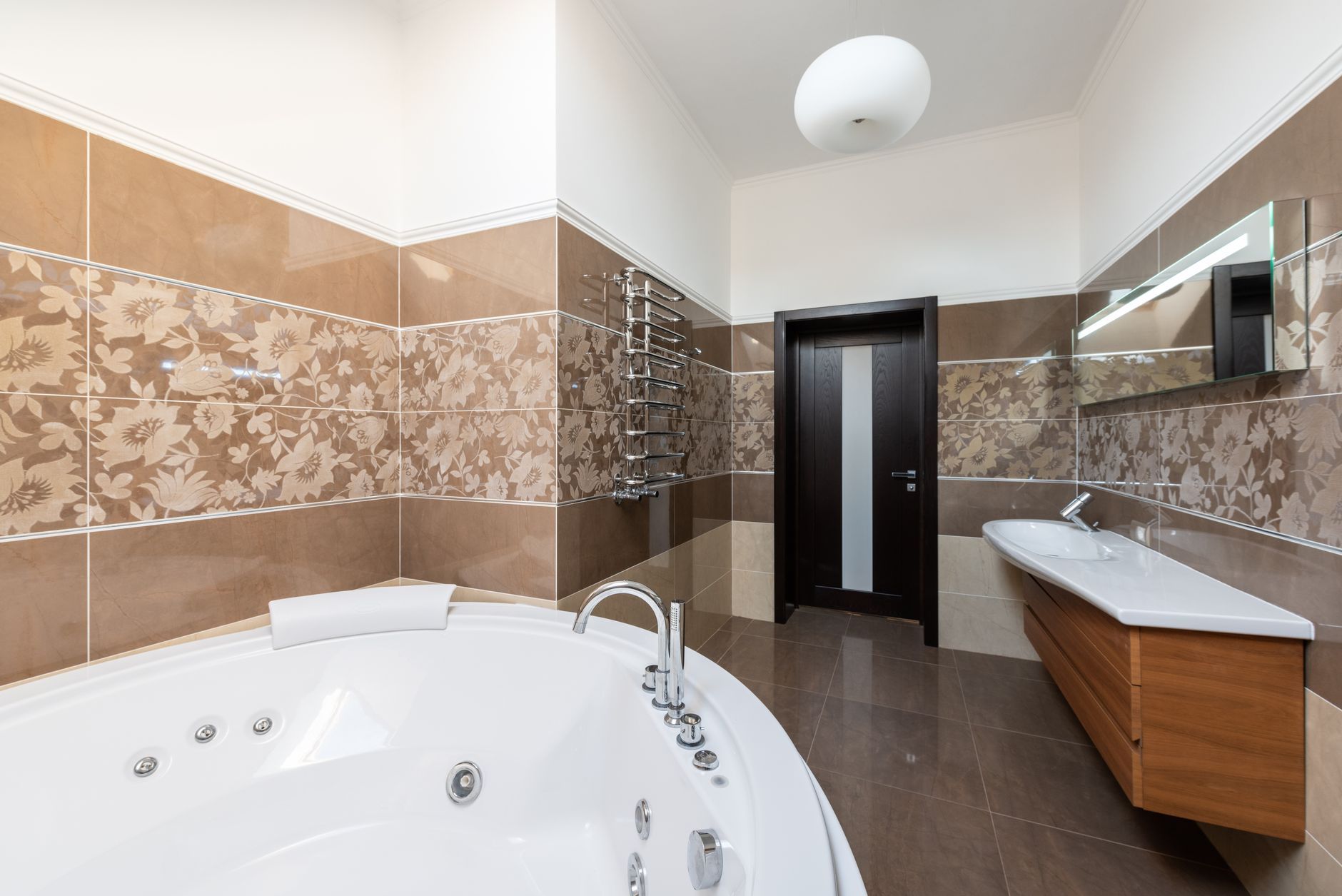 Bright bathroom with a soaker tub